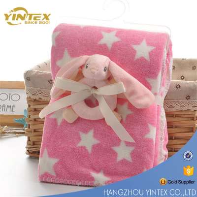 Wholesale top quality printing warm 100% polyester coral fleece baby throw blanket