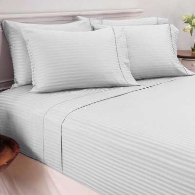 wholesale white 100% cotton hotel stain 3cm strip bed sheets sets fabric